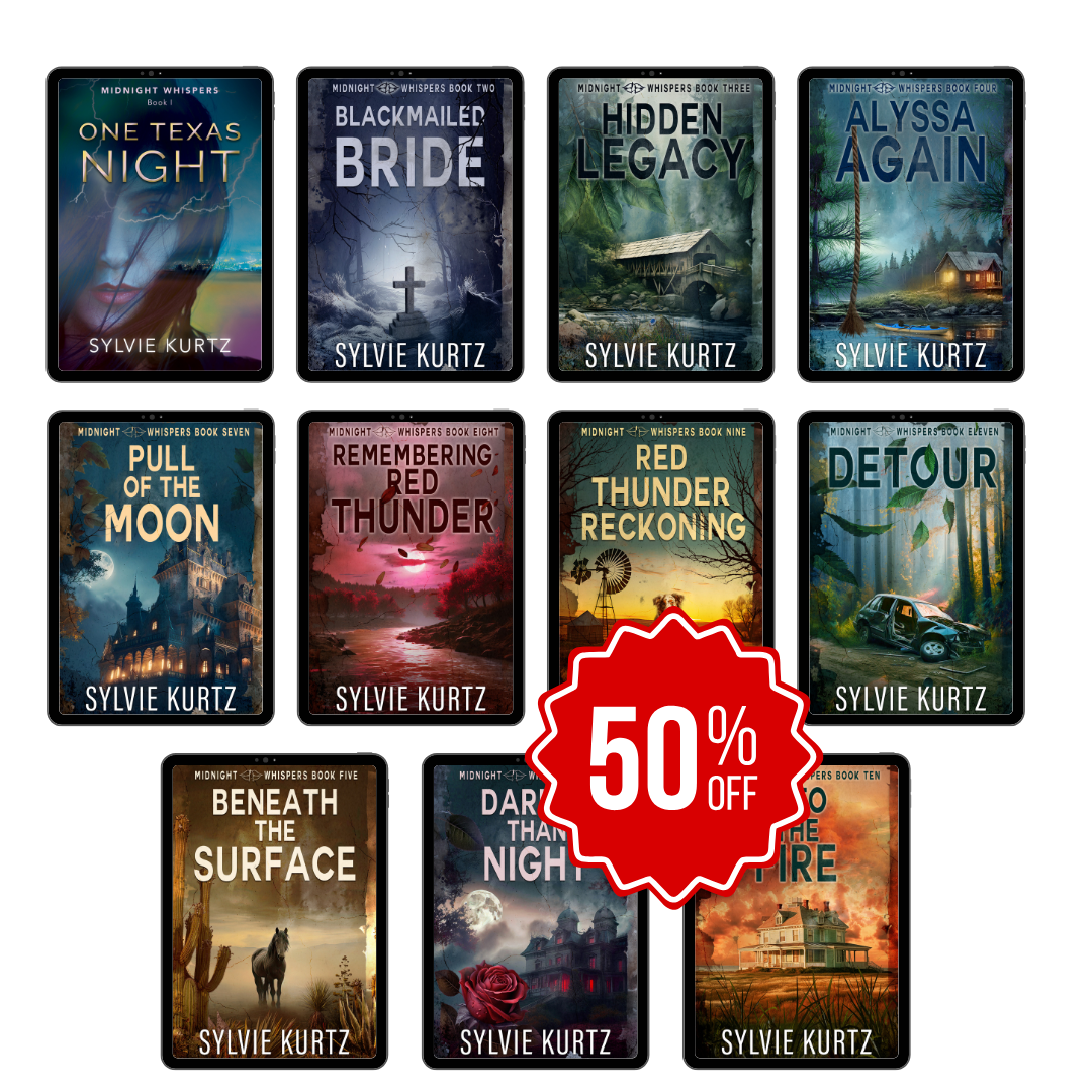 Sylvie Kurtz Midnight Whispers eleven book bundle covers, 25% off