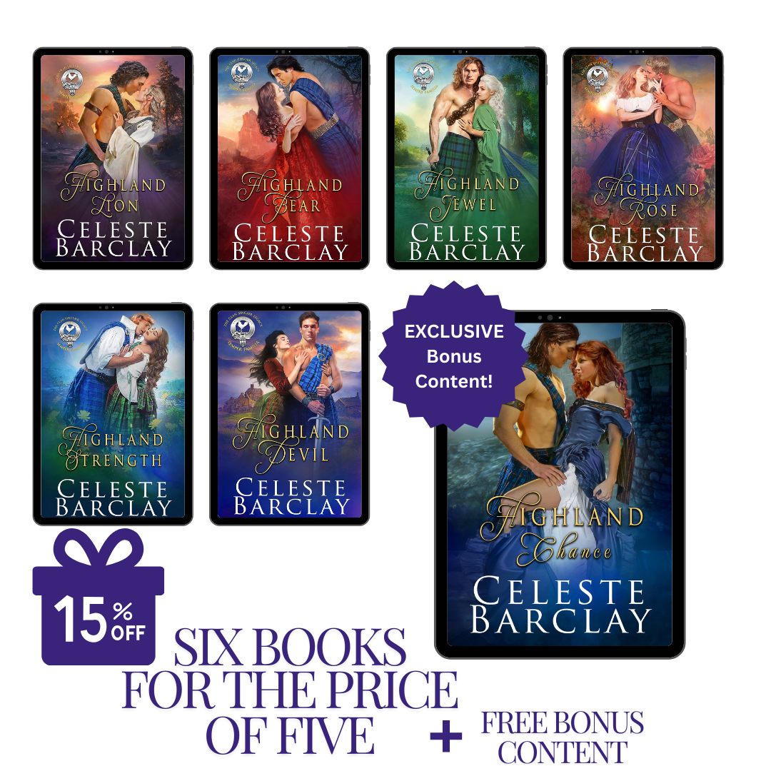 Celeste Barclay The Clan Sinclair Legacy seven cover bundle with exclusive free bonus content, 15% off