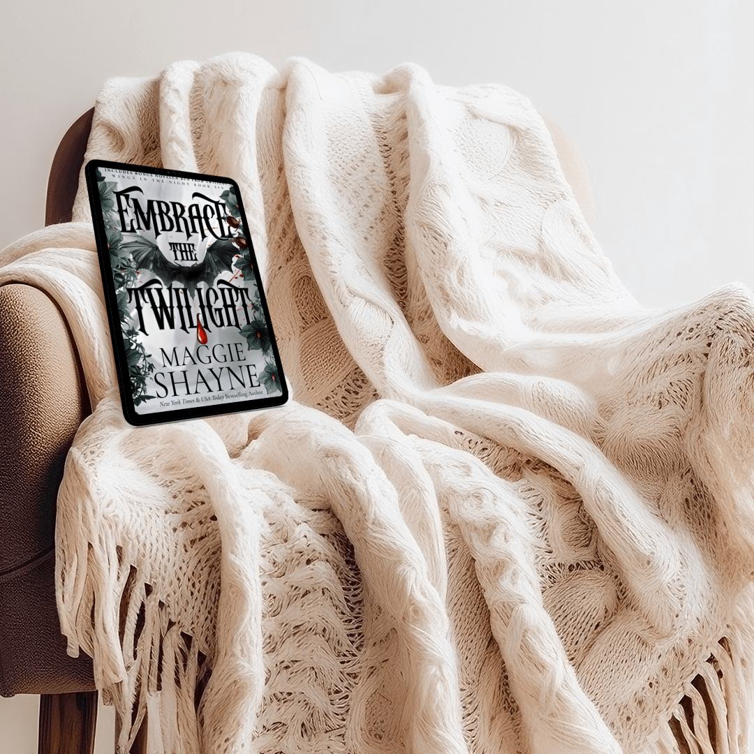 Maggie Shayne's Embrace the Twilight Lifestyle 2 ebook cover armchair, blanket