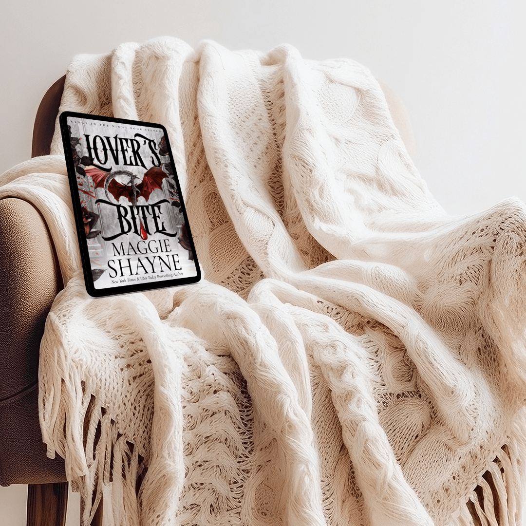 Maggie Shayne's Lover's Bite Lifestyle 2 ebook cover, blanket, armchair