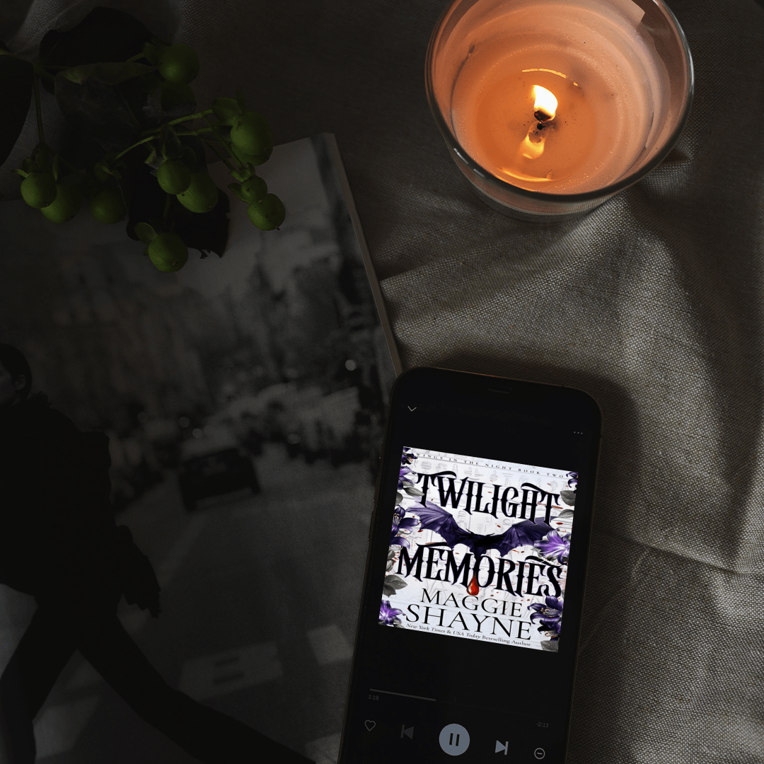 Maggie Shayne's Twilight Memories Lifestyle 3 book cover dark surface with lit candle