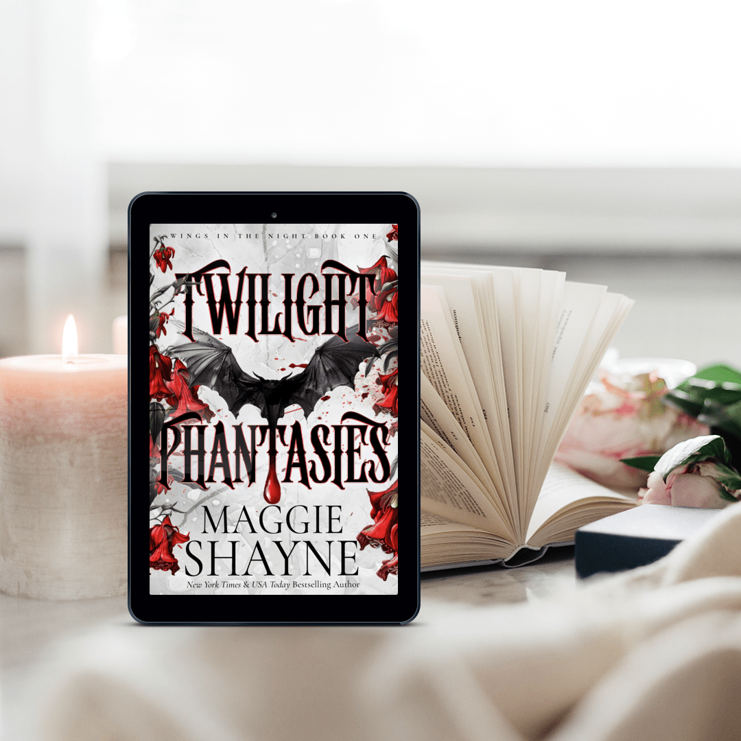 Maggie Shayne's Twilight Phantasies lifestyle 1 standing up on table with candle and book