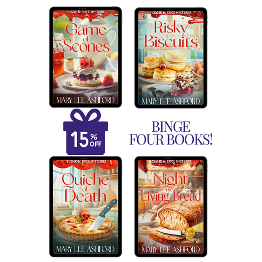 Mary Lee Ashford Sugar & Spice Mysteries four book bundle covers, 15% off