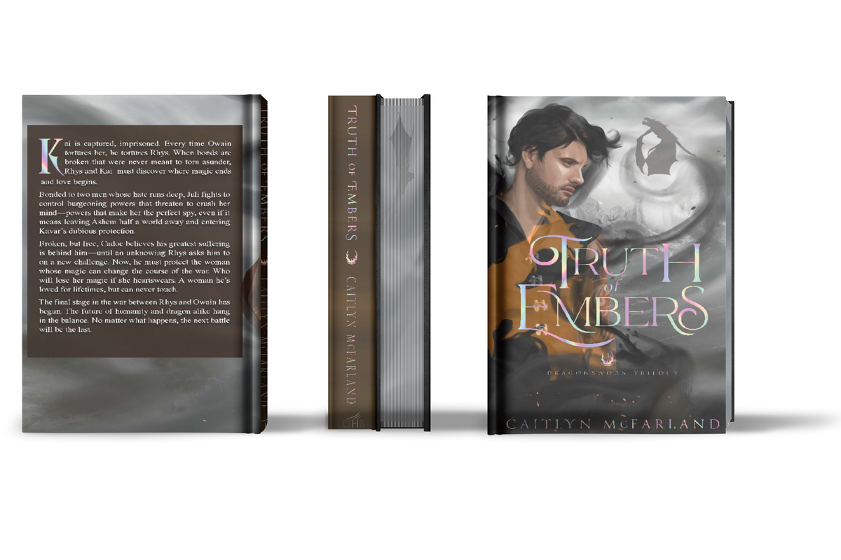 Truth of Embers by Caitlyn McFarland special edition, front cover, painted edges, spin, back cover