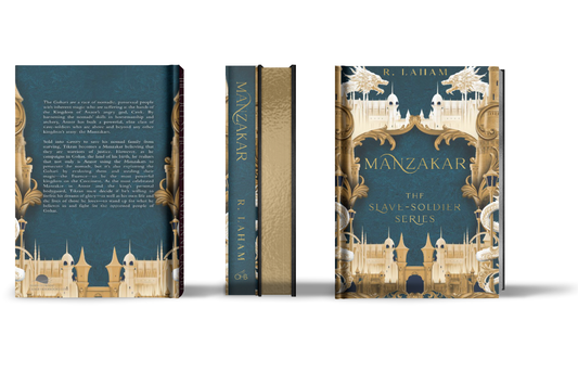 R Laham Manzakar Special Edition full cover spread, front, back, spine, sprayed edges