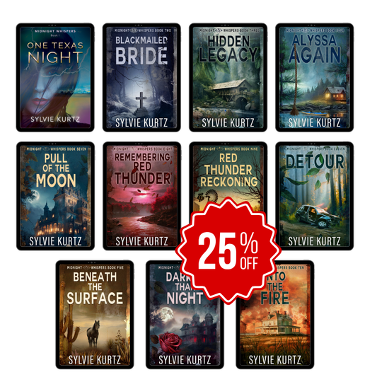 Sylvie Kurtz Midnight Whispers eleven book bundle covers, 25% off