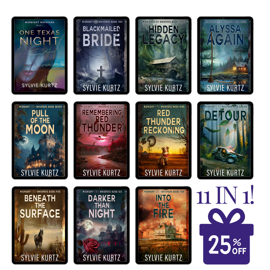 Sylvie Kurtz Midnight Whispers eleven book bundle covers, 25% off